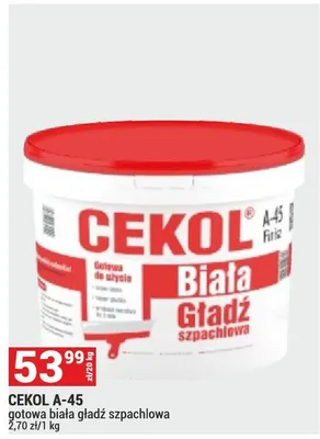 Gładź CEKOL A-45 gotowa biała gładź szpachlowa promocja w Merkury Market