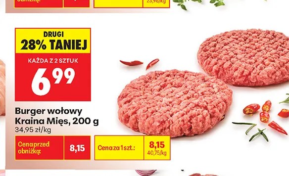Burger wołowy Kraina Mięs promocja w Biedronka