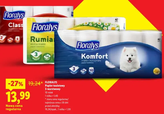 Papier toaletowy Floralys Classic 2-warstwowy promocja w Lidl