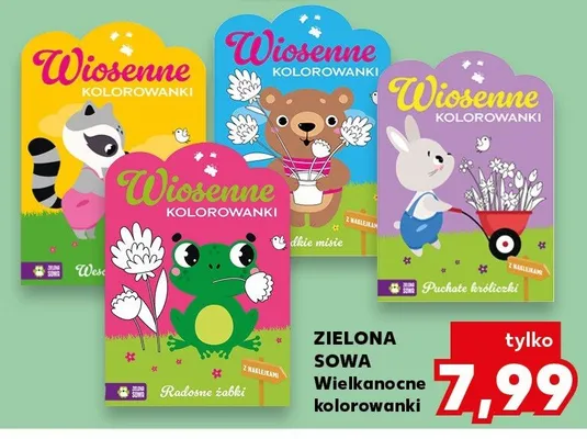 Zielona sowa wielkanocne kolorowanki promocja w Kaufland