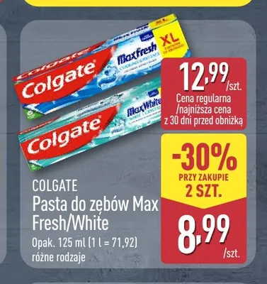 Pasta do zębów Colgate Max White promocja w Aldi