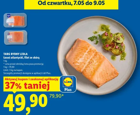 Łosoś atlantycki filet ze skórą Targ Rybny Lidla promocja w Lidl