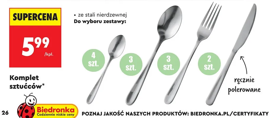 Komplet sztućców promocja w Biedronka