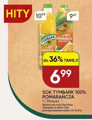 Sok Tymbark pomarańcza 100% promocja w Chata Polska