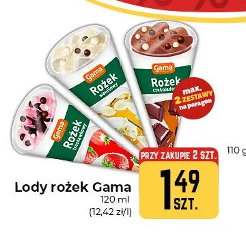 Lody rożek Gama truskawkowy promocja w Społem Częstochowa