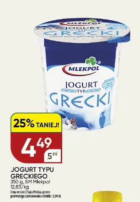 Jogurt typu greckiego Mlekpol promocja w Chata Polska