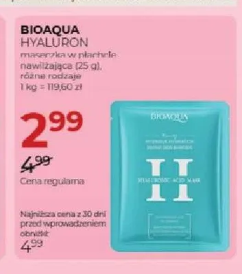 Maseczka w płachcie Bioaqua Hyaluron promocja w Drogerie Jawa