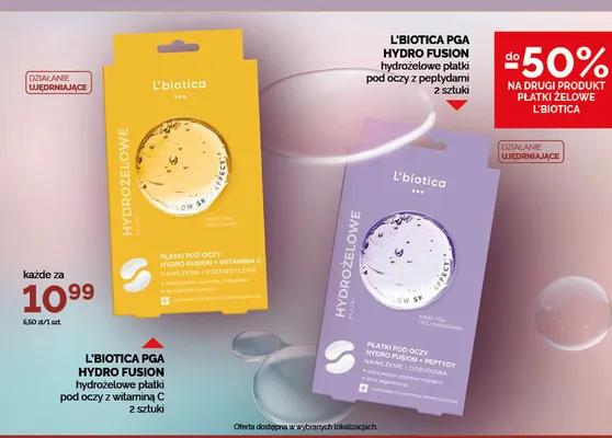 Płatki pod oczy L'biotica PGA Hydro Fusion hydrożelowe z witaminą C promocja w Ziko Dermo