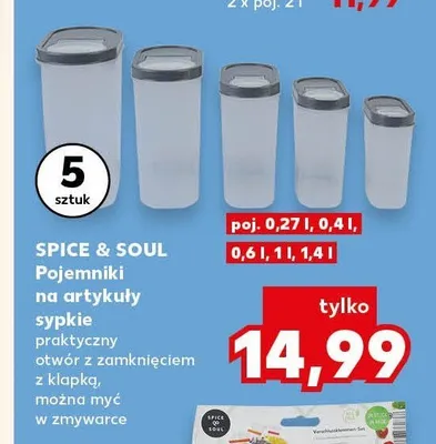 Pojemniki na artykuły sypkie Spice & Soul 5-pak promocja w Kaufland
