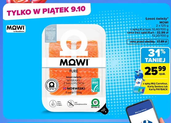 Łosoś świeży Mowi promocja w Carrefour