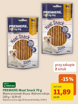 Mięsne przysmaki dla psa PREMIERE Meat Snack promocja w MAXI ZOO