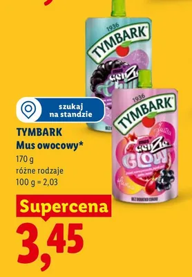 Mus owocowy Tymbark Glow promocja w Lidl