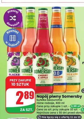 Napój piwny Somersby Strawberry & Kiwi promocja w Dino