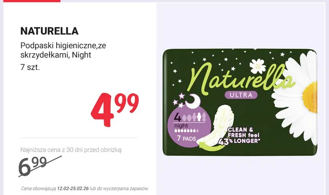 Podpaski higieniczne ze skrzydełkami, Night promocja w Rossmann