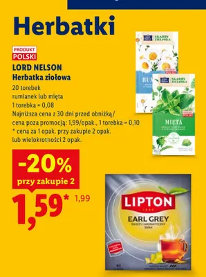 Herbatka ziołowa rumianek Lord Nelson promocja w Lidl