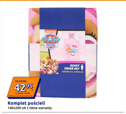 Komplet pościeli Paw Patrol 140x200 cm promocja w Action
