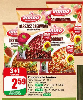 Zupa nudle Amino Pomidorowa promocja w Dino