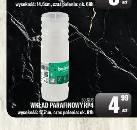 Wkład parafinowy RP4 Bolsius promocja w Tomi Markt