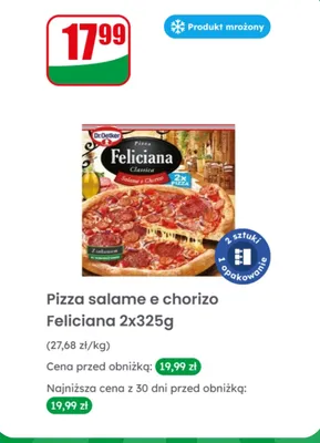 Pizza salame e chorizo Feliciana 2x325g promocja w Dino