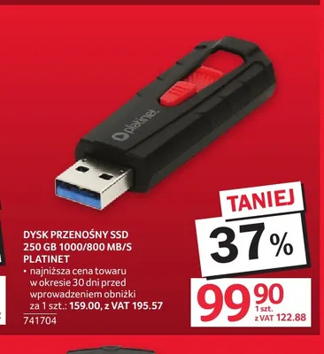 Dysk przenośny Ssd 250 Gb Platinet promocja w Selgros