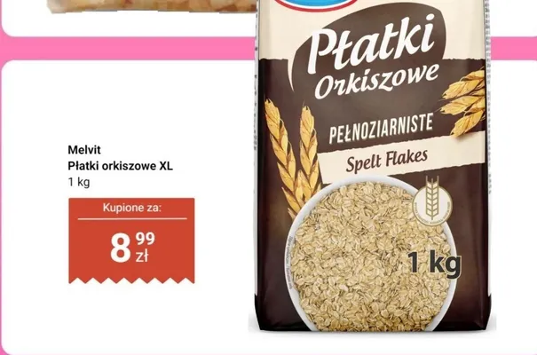 Płatki orkiszowe XL pełnoziarniste Melvit promocja w Dino