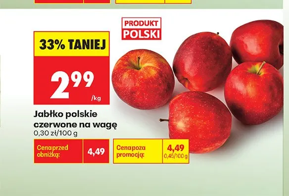 Jabłko polskie czerwone na wagę promocja w Biedronka