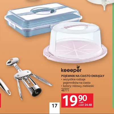 Pojemnik na ciasto okrągły Keeeper promocja w Selgros