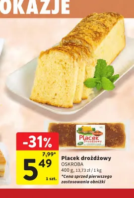 Placek drożdżowy Oskroba promocja w Intermarche