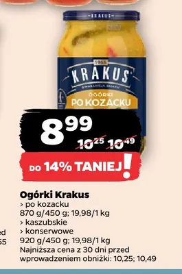 Ogórki konserwowe Krakus promocja w Netto