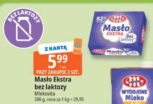 Masło Ekstra bez laktozy promocja w Leclerc