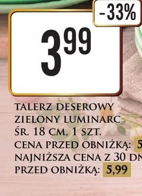 Talerz deserowy zielony Luminarc promocja w Dino