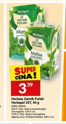 Herbata ziołowa Herbapol Zielnik Polski mięta promocja w Twój Market