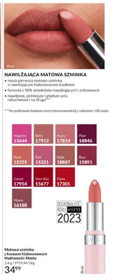 Matowa szminka z kwasem hialuronowym Hydramatic Matte Avon Garnet promocja w AVON
