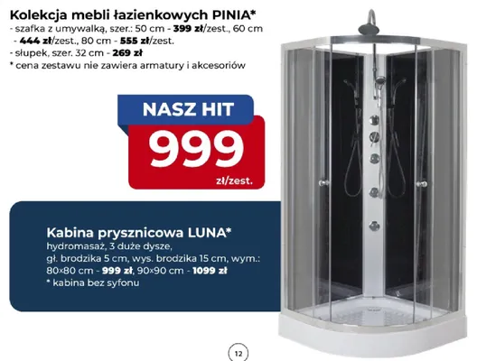 Kabina prysznicowa Luna 80x80 cm promocja w PSB Mrówka