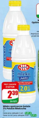 Mleko spożywcze świeże 2% Polskie promocja w Dino