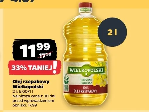 Olej rzepakowy Wielkopolski promocja w Netto