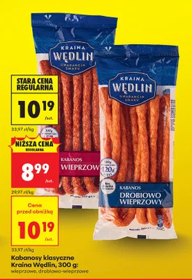 Kabanosy klasyczne wieprzowe, drobiowo-wieprzowe promocja w Biedronka