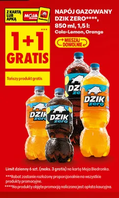 Napój gazowany Dzik Zero Orange promocja w Biedronka