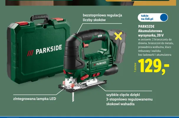Wyrzynarka akumulatorowa Parkside 20V promocja w Lidl