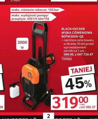 Myjka ciśnieniowa Black+Decker BEPW2000-QS promocja w Selgros