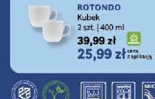 Kubek Rotondo 2-pak 400 ml Lubiana promocja w Stokrotka