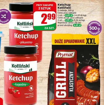 Ketchup łagodny Kotliński promocja w Dino