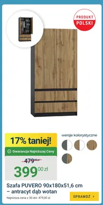 Szafa PUVERO antracyt dąb wotan promocja w ERLI