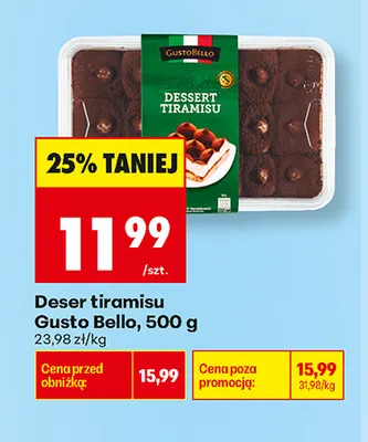 Deser tiramisu Gusto Bello promocja w Biedronka