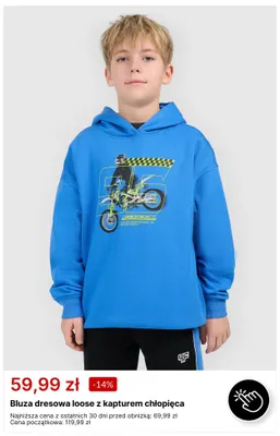 Bluza dresowa loose z kapturem chłopięca 4F promocja w 4F