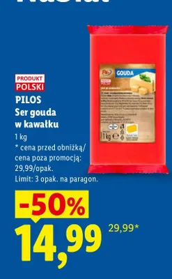 Ser gouda w kawałku Pilos promocja w Lidl
