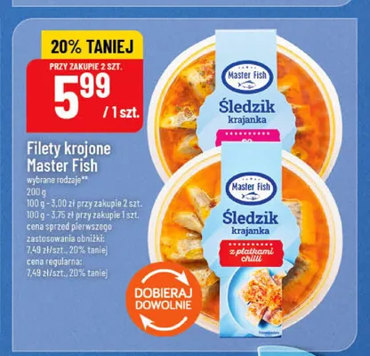 Filety śledziowe krojone Śledzik krajanka Master Fish promocja w POLOmarket