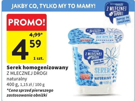 Serek homogenizowany naturalny promocja w Intermarche