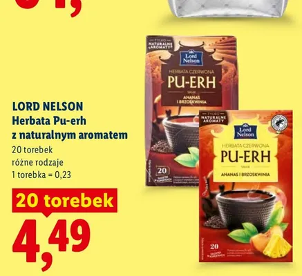 Herbata Pu-erh z naturalnym aromatem Lord Nelson promocja w Lidl