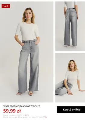 Szare spodnie jeansowe wide leg Greenpoint promocja w Greenpoint